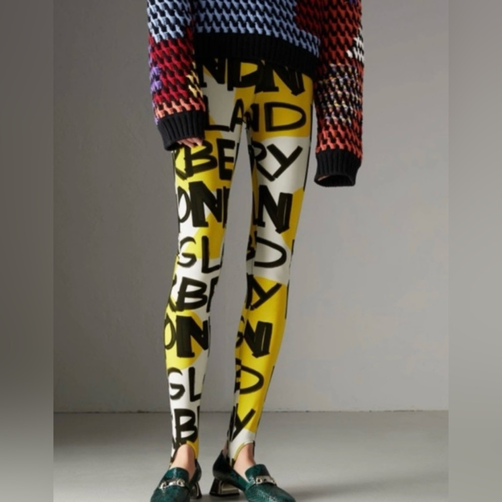 Burberry Yellow and Black Graphic Leggings